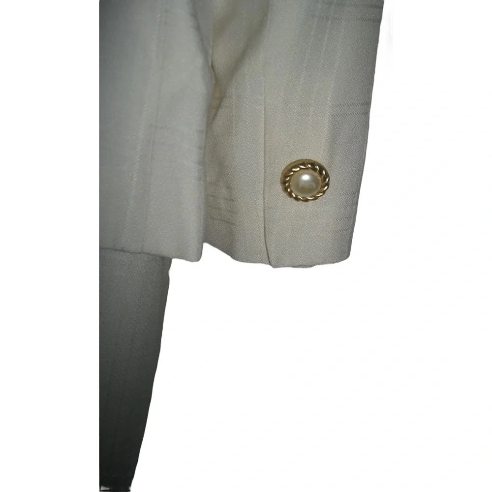 Vintage 90's Petite Sophisticate Suit Plaid Ivory Pearl Buttons Blazer Suit NWT - Picture 7 of 16